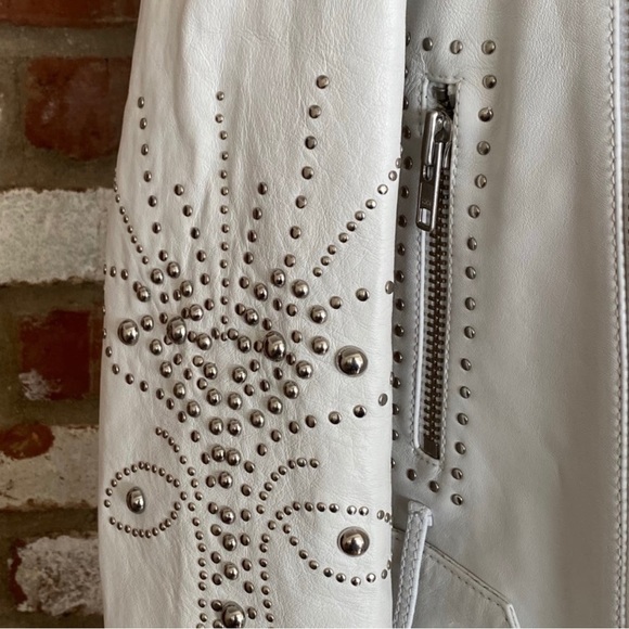 Belle Vere white leather studded moto jacket - Picture 4 of 9